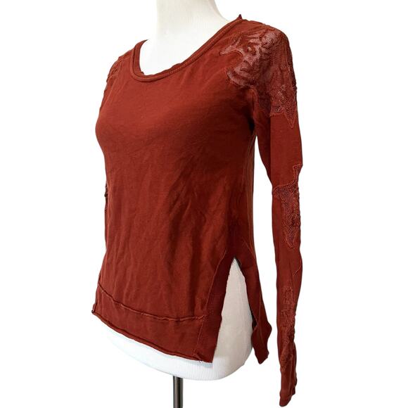 Free People Outer Sunset Grandpa Jersey Long Sleeve Lace Cut Out Womens XS - Picture 3 of 8